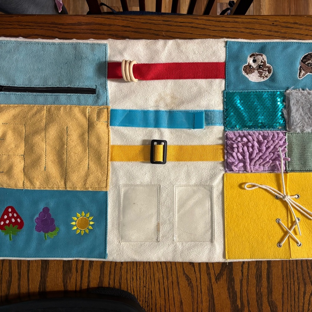 Colorful Sensory Activity Fidget Lap Blanket for Dementia/Alzheimers